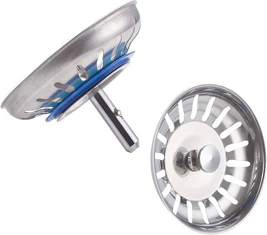 Sistema di scarico e stopper in acciaio inox per cucina e bagno, diametro 80mm, 2 pezzi, filtro per rifiuti, sistema di scarico, accessori per cucina