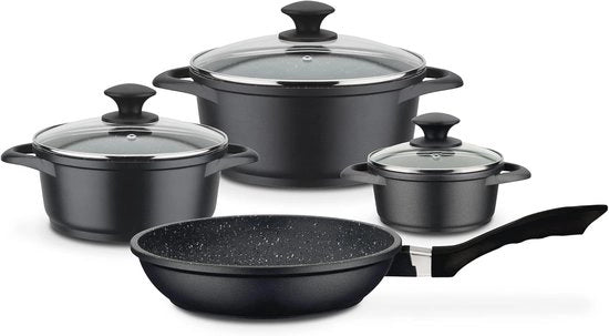 Set di Piatto da Cucina da 7 pezzi in Pietra, Adatto per Induzione e Forno, Resistente al Lavastoviglie, Duraturo e Facile da Pulire
