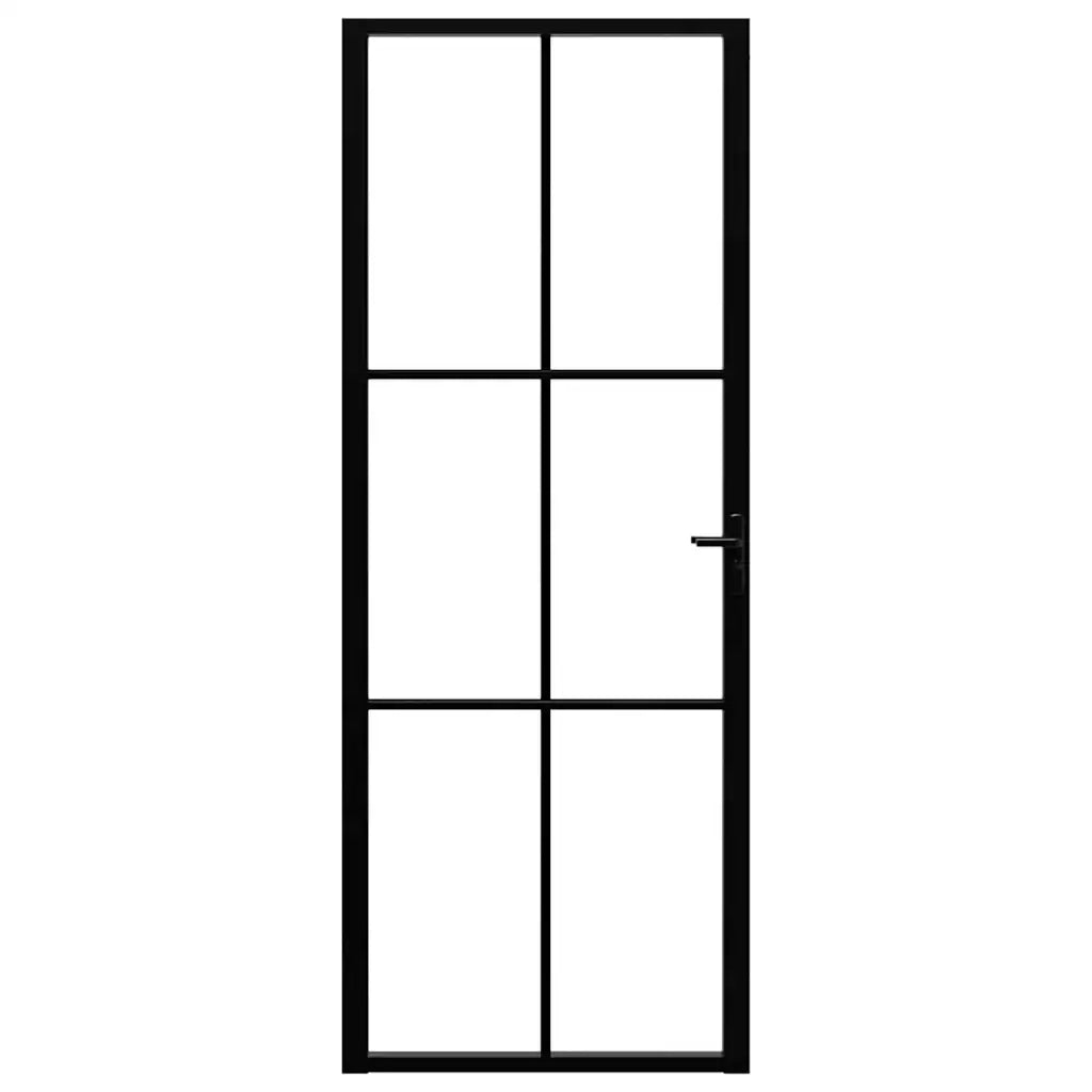Porta da Interno ESG Vetro e Alluminio 76x201,5 cm Nera 151202