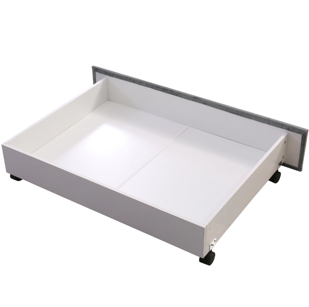Letto imbottito in velluto grigio 160 x 200 cm con 2 cassetti