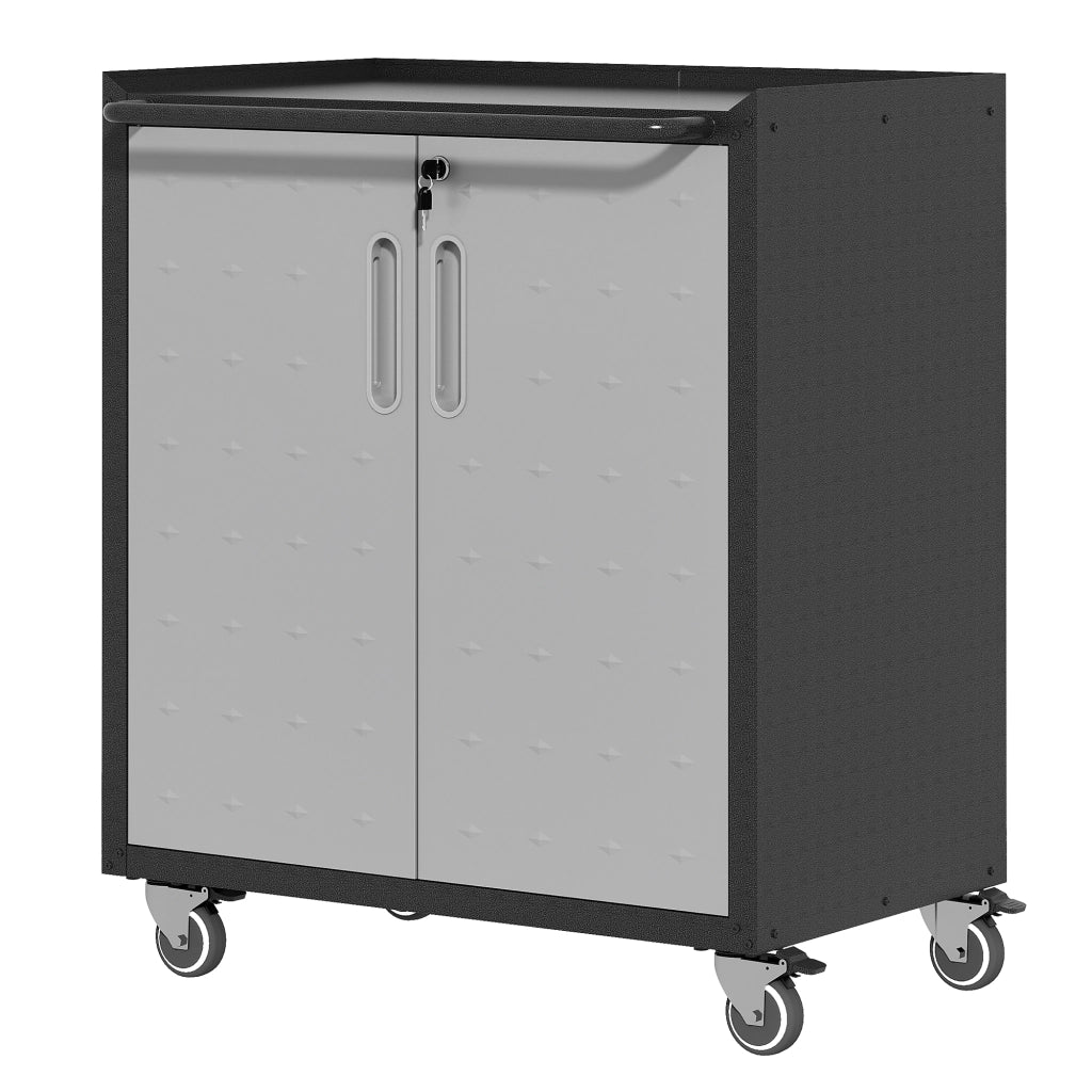 Armadio in metallo per garage con ruote, 75 x 42 x 88 cm, chiudibile, per utensili e uso multifunzione