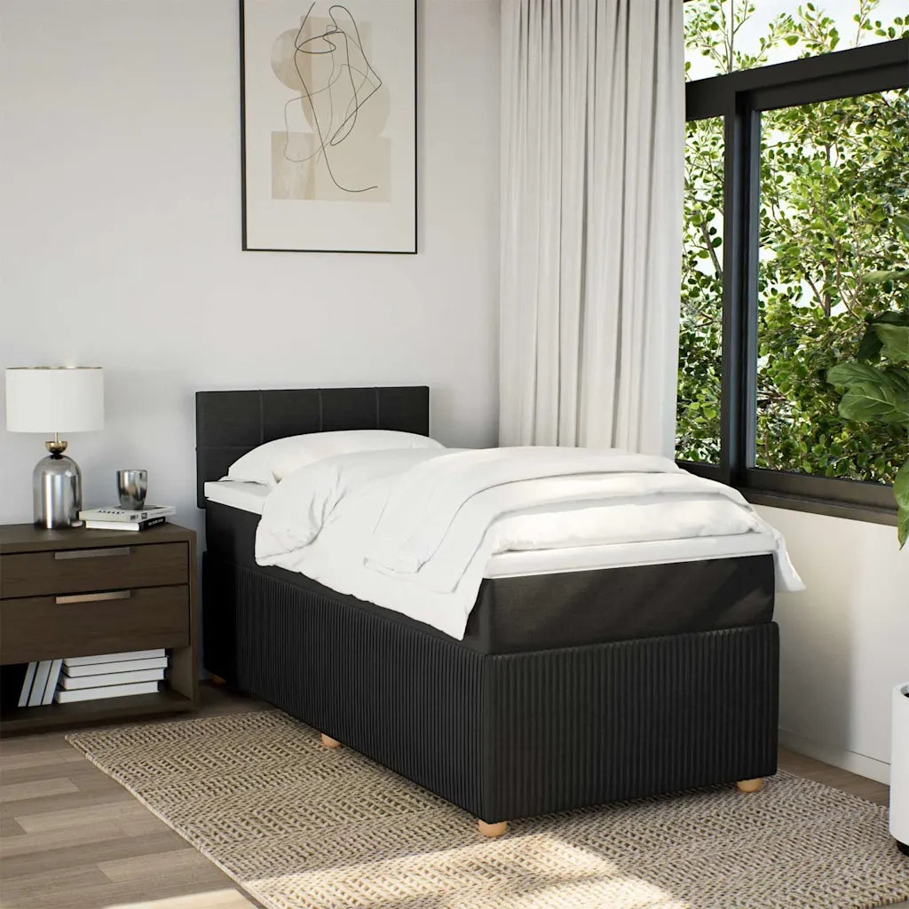 Giroletto a Molle con Materasso Nero 100x200 cm in Tessuto