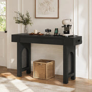 Consolle con 2 cassetti e presa multipla integrata in MDF nero per ingresso e soggiorno 120 × 35,5 × 76,5 cm