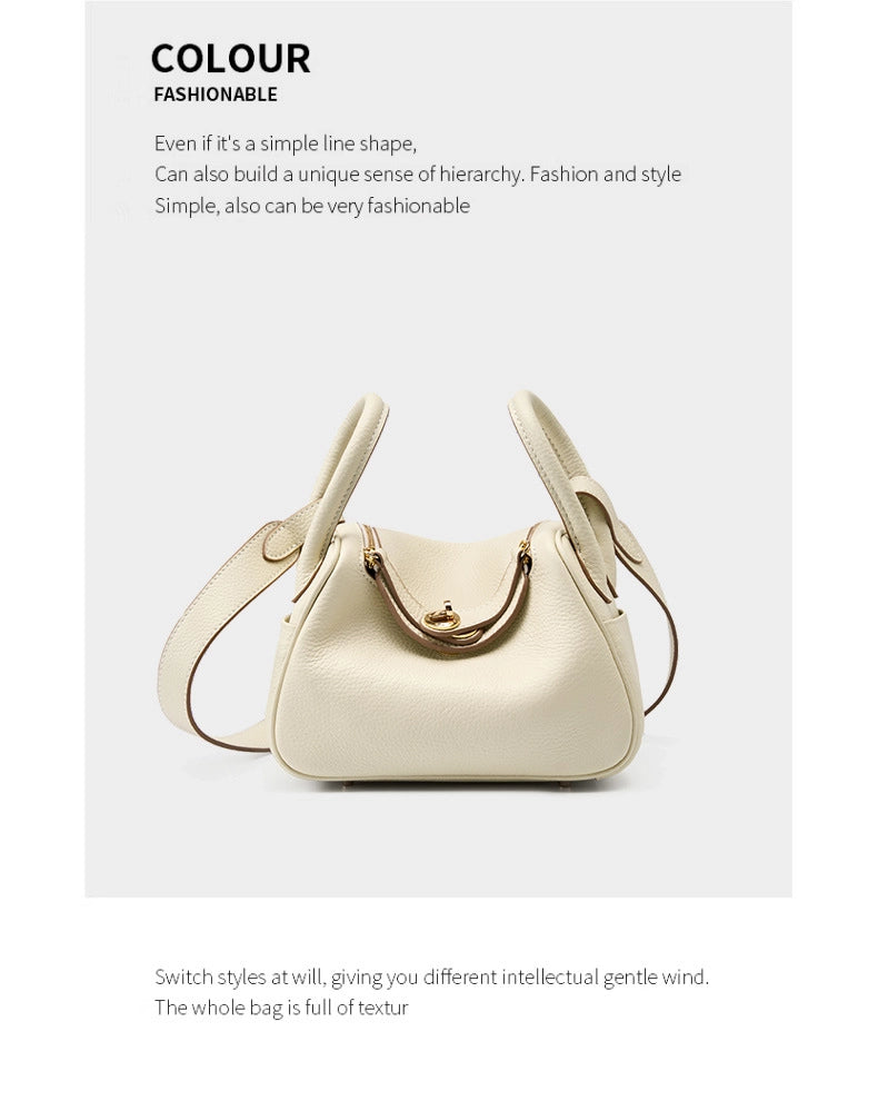 Mini borsa a tracolla Lindy in vera pelle, piccola borsa bianca