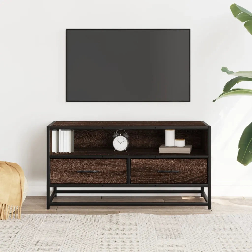 vidaXL Mobile TV Rovere Marrone 80x34,5x40cm Legno Multistrato Metallo