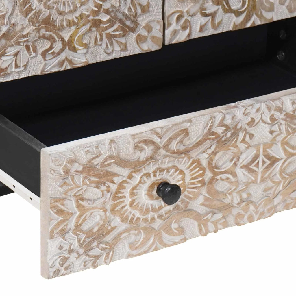 Mobile Alto Bianco 60 x 33,5 x 100 cm Legno di mango massello 4018398