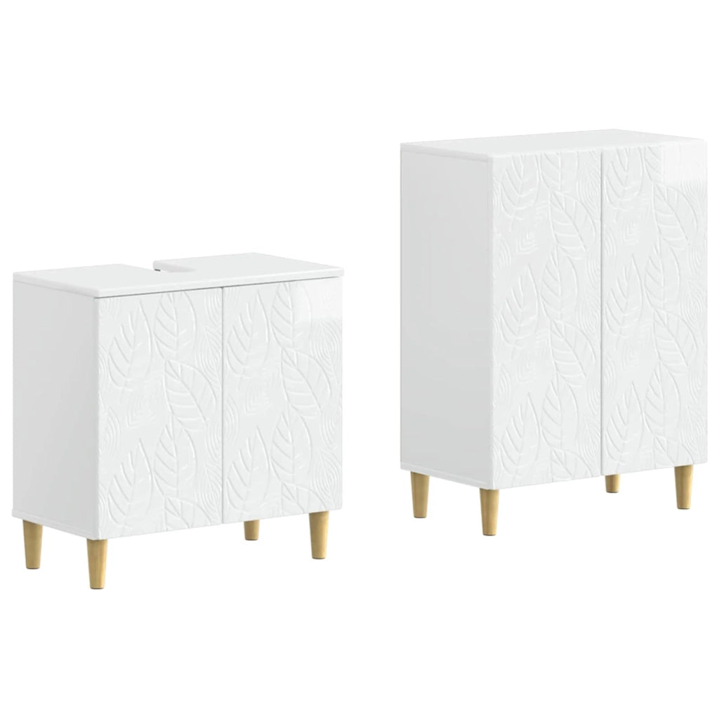 Set di Armadi da Bagno da 2 Pezzi DELFT Bianco Lucido 3417625