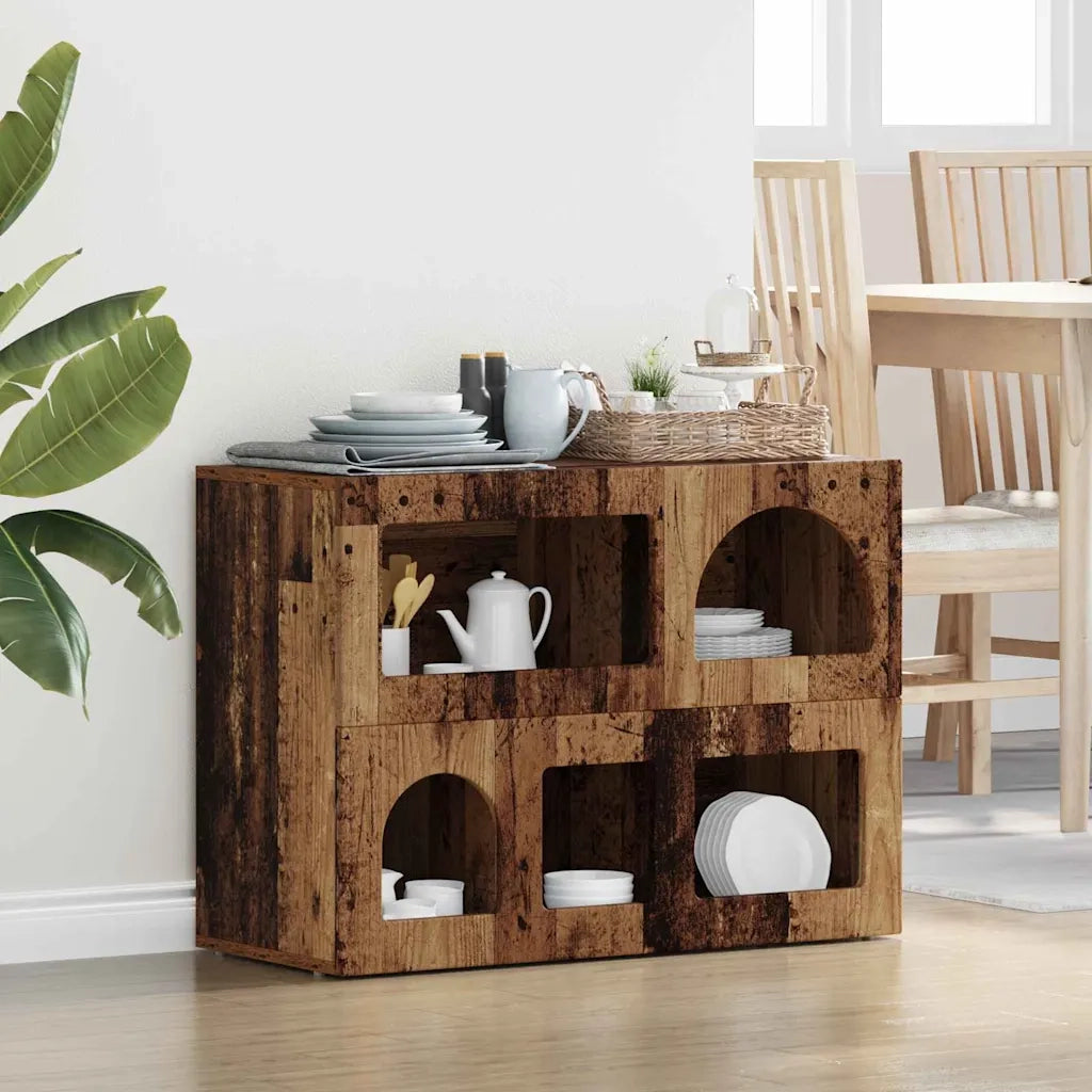 Credenza | Madia | Buffet da pranzo | Armadio da pranzo Legno vecchio 80.5 x 35 x 59 cm Legno multistrato