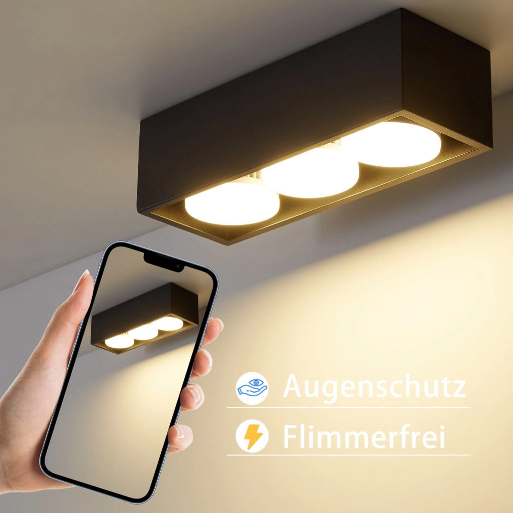 ZMH Faretto da soffitto LED quadrati 3 fiamme rotanti