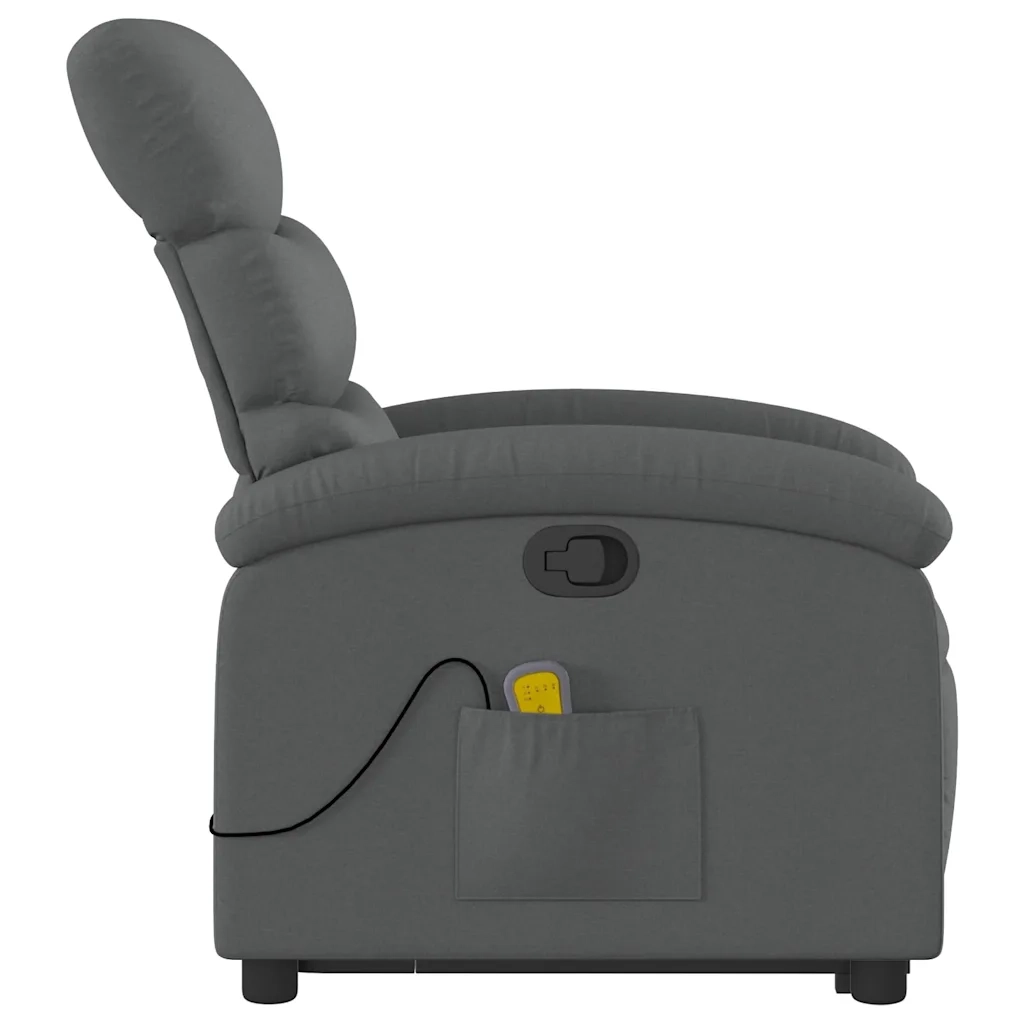 Poltrona | Sedia Relax Alzapersona Massaggi Reclinabile Grigio Scuro Tessuto