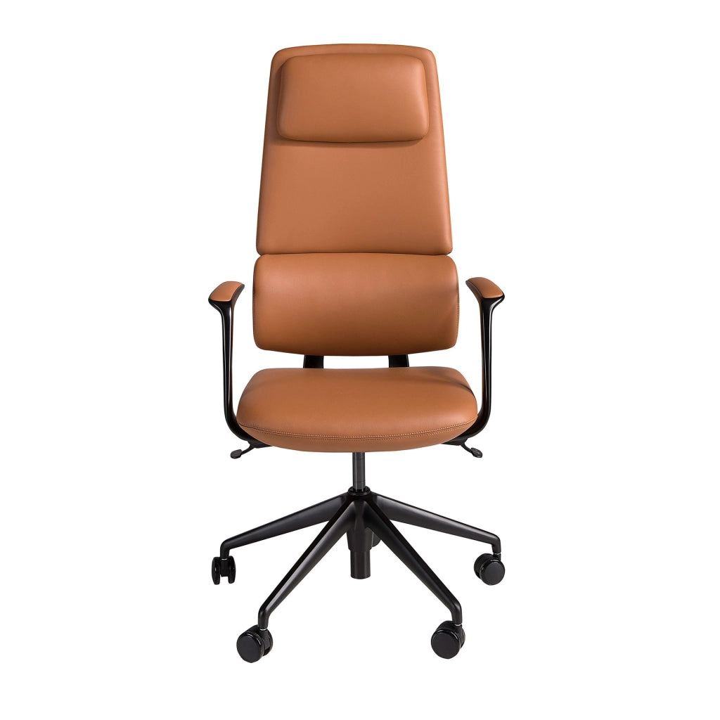 Sedia da ufficio girevole in similpelle marrone
