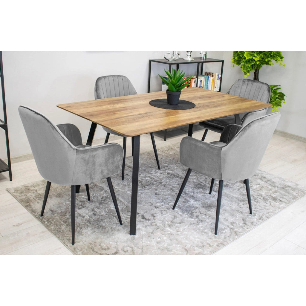 Poltroncina Lugo in Velluto Grigio Argento con Gambe Nere