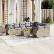 Set Divano da Giardino 10 pz con Cuscini Beige in Polyrattan 3225163