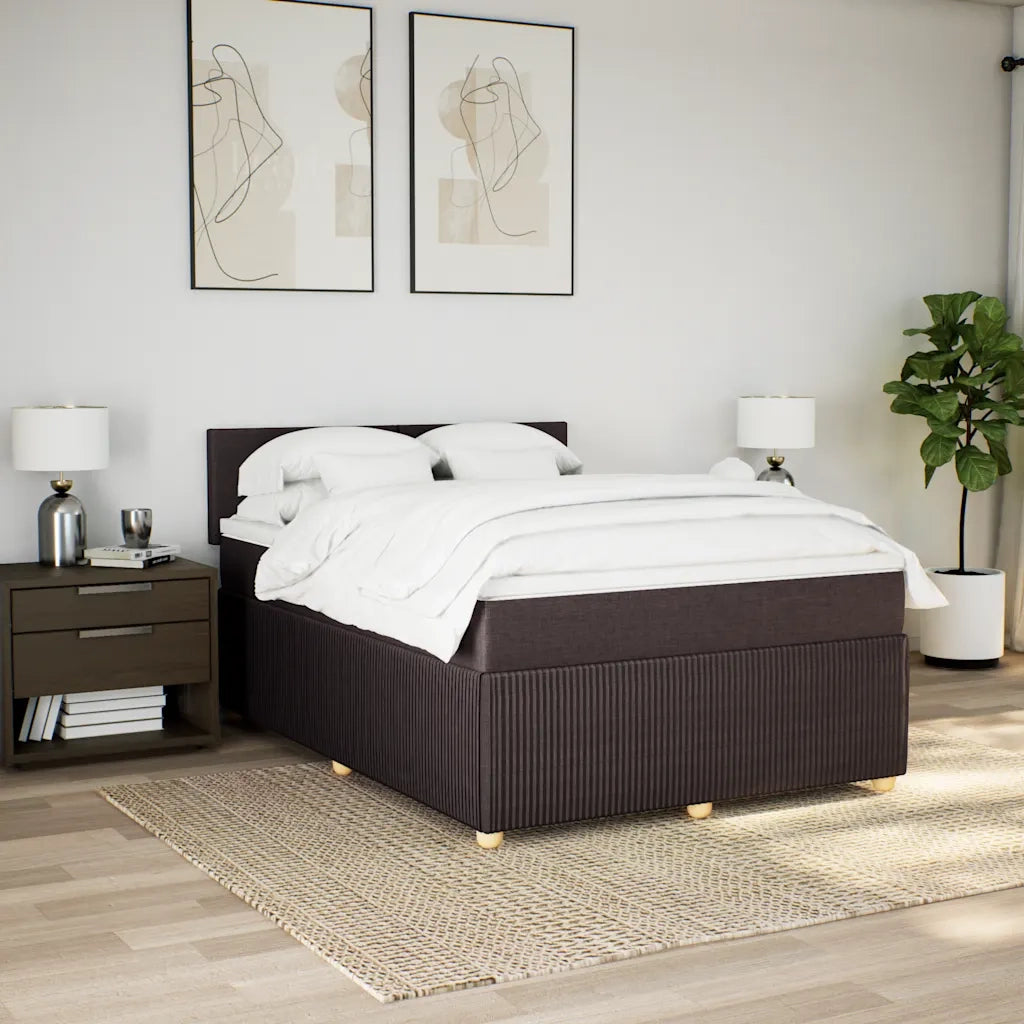 Giroletto a Molle con Materasso Marrone Scuro 140x190cm Tessuto