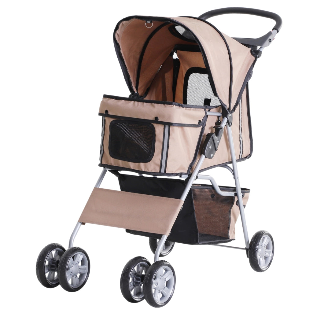 Carrello per cani pieghevole con portabicchieri e copertura ¨C zephmum ¨C marrone