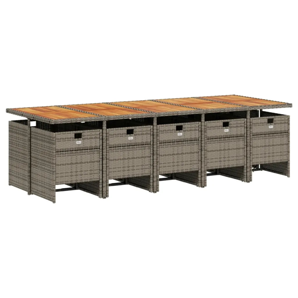 Set da Pranzo da Giardino 11pz con Cuscini in Polyrattan Grigio 3277705