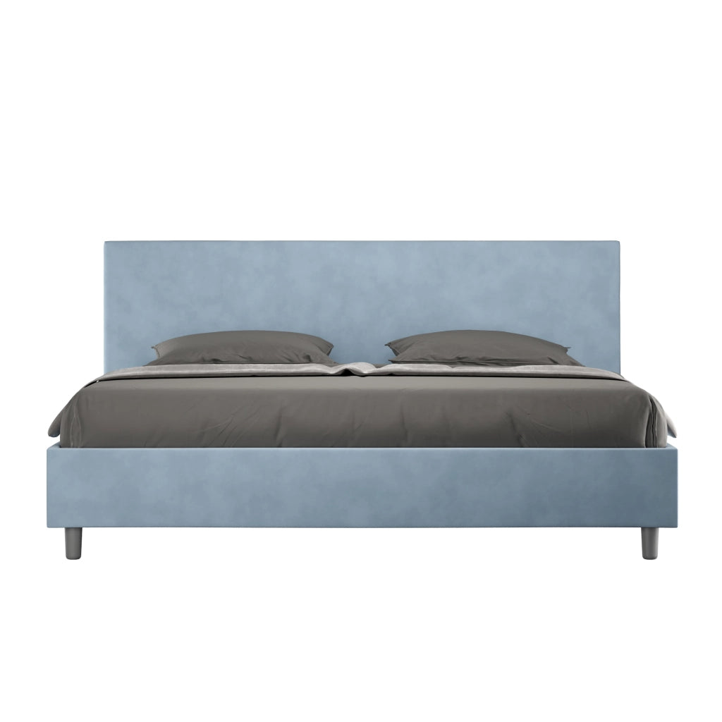 BS COM Letto contenitore imbottito 180x190 microfibra azzurro