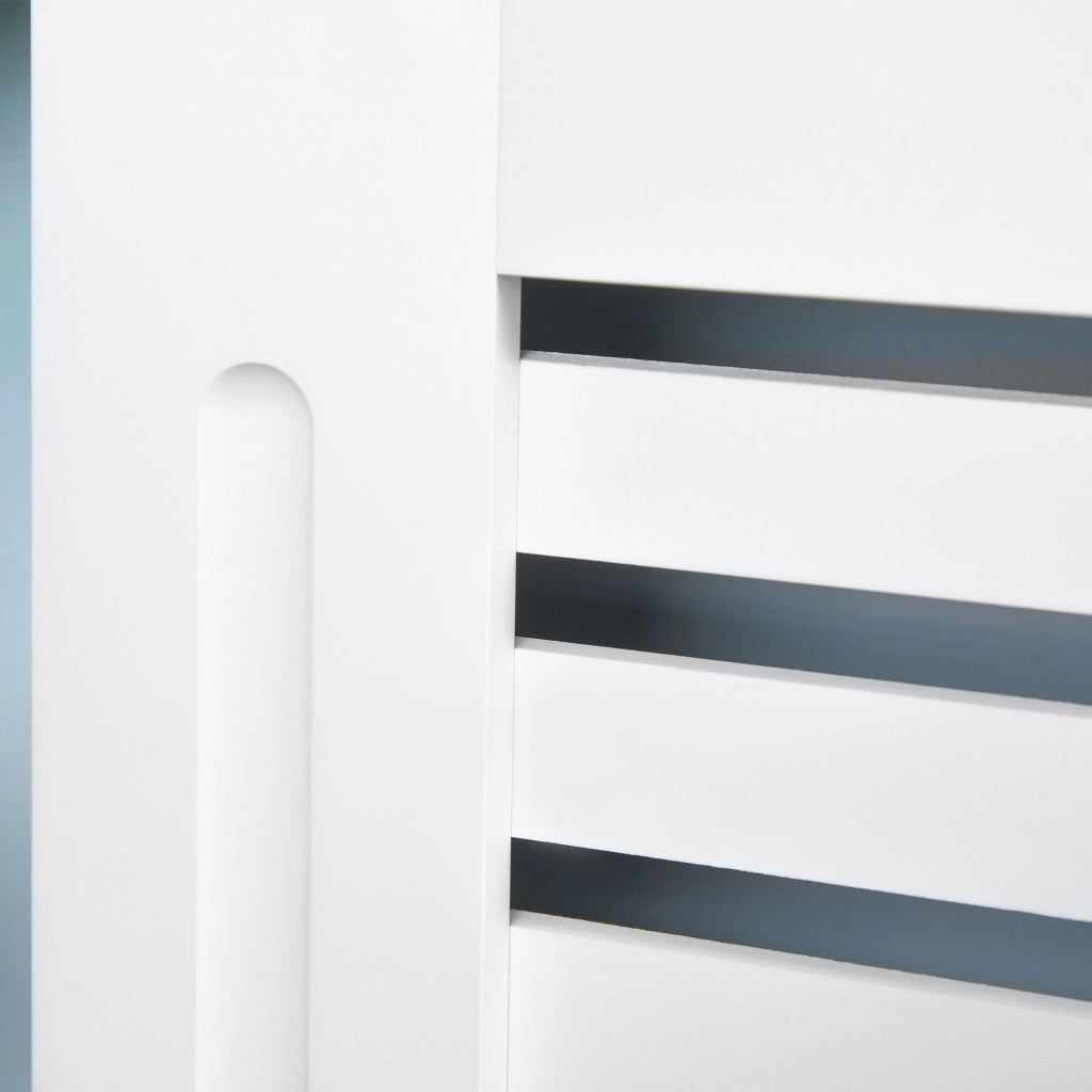 Copritermosifone a Doghe 172x19x81 cm con Ripiano Portaoggetti in MDF Bianco