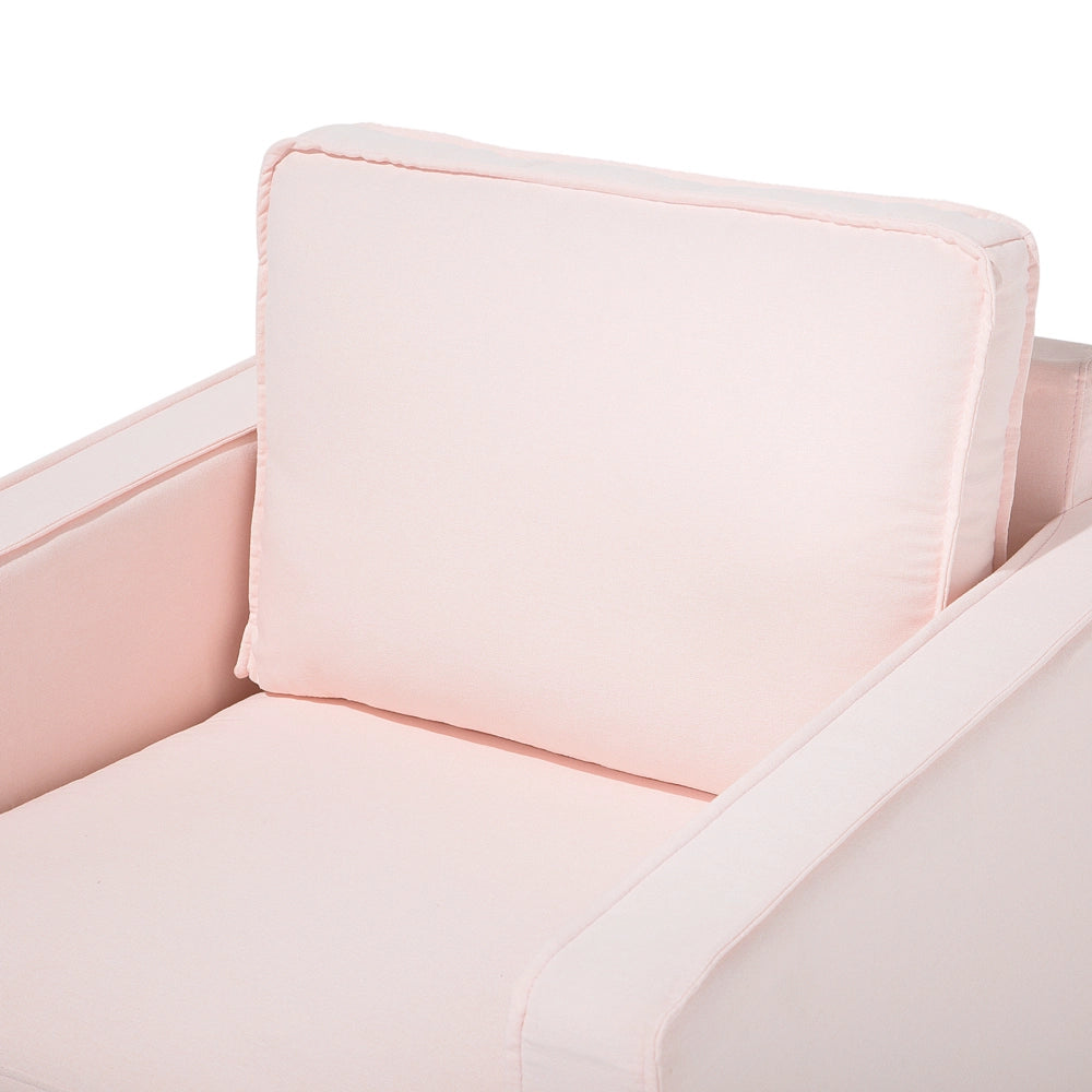 Poltrona Tessuto Rosa Slitta Gambe Argento Salotto Moderno soggiorno