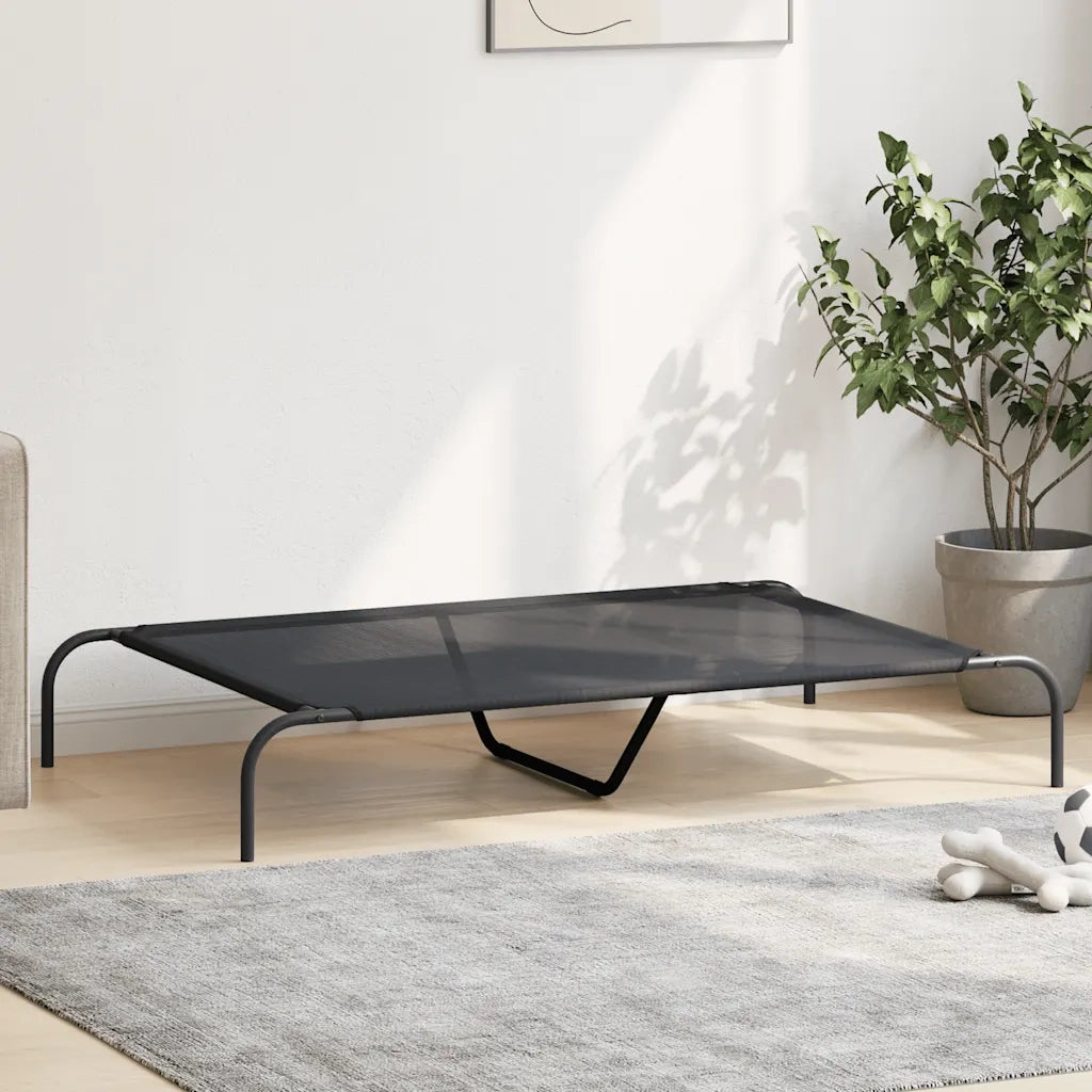 Cuccia per Cani Rialzata Nera 130x80x20 cm Textilene e Acciaio CFW3116945