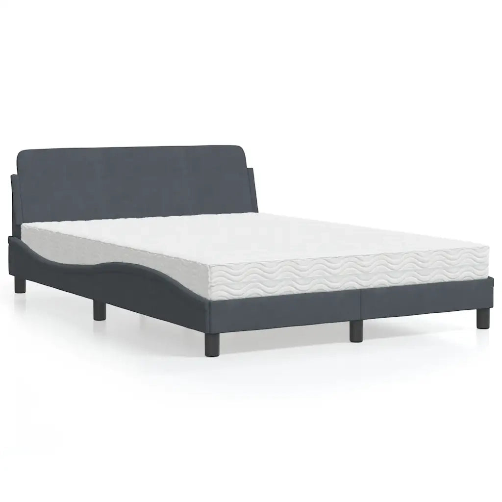 Letto con Materasso Dover Grigio Scuro 140x200 cm in Velluto 3208412