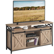 Mobile porta TV per TV fino a 65 pollici con ripiani regolabili ante in stile rustico fienile struttura in metallo marrone e nero rustico 12_0006575