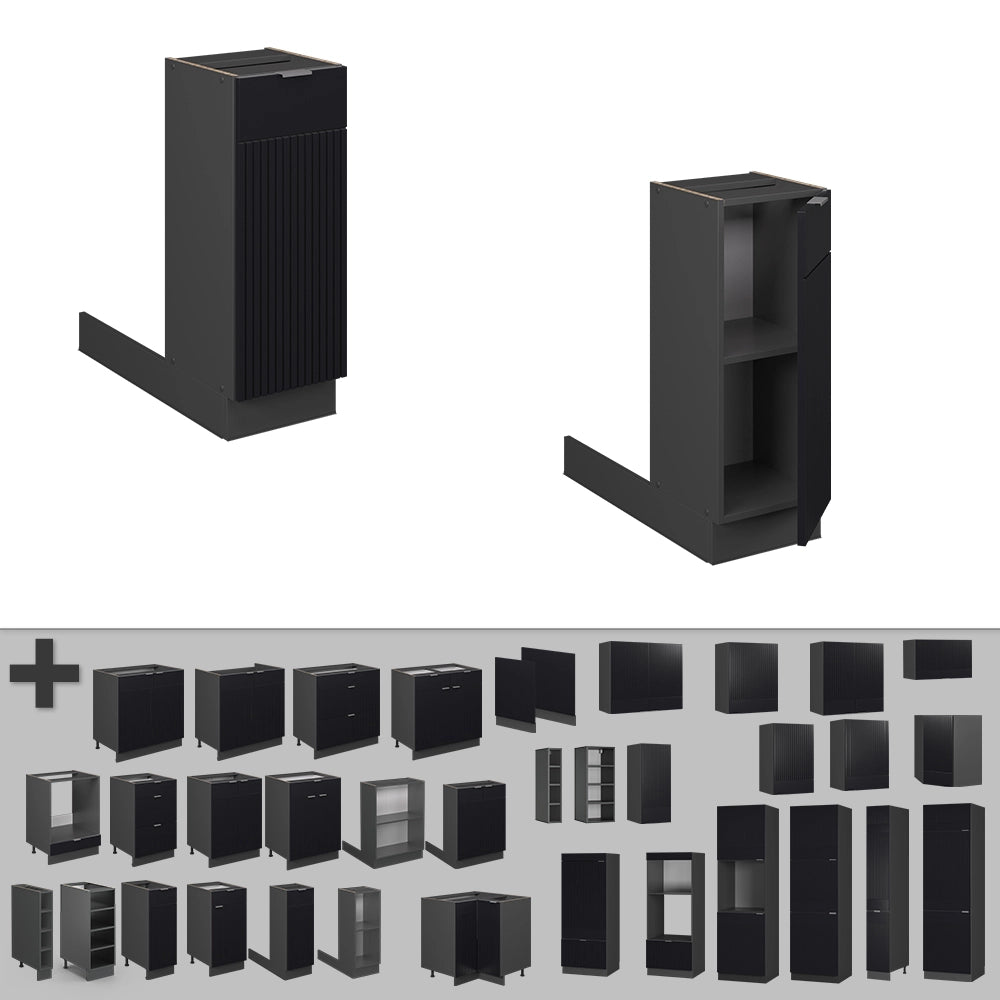 Isola cucina Fame-Line Nero rigato/Antracite 30 cm senza piano di lavoro Vicco