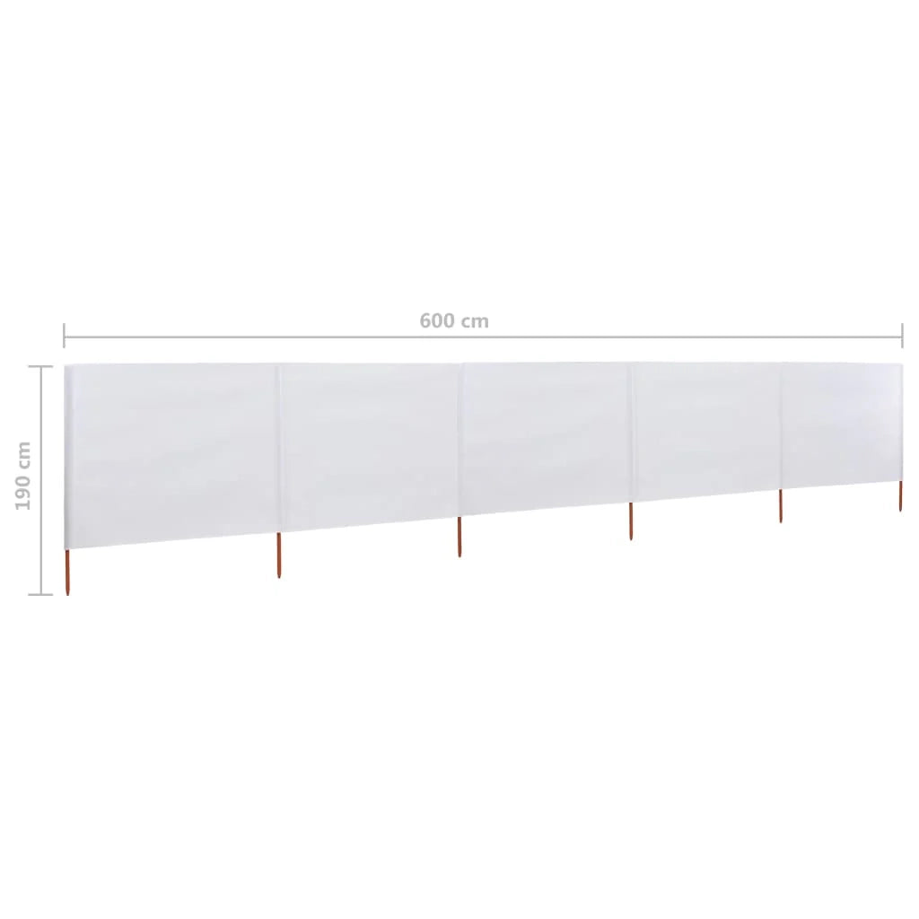Schermo divisorio in tessuto a 5 pannelli 600 x 160 cm bianco sabbia 02_0008825