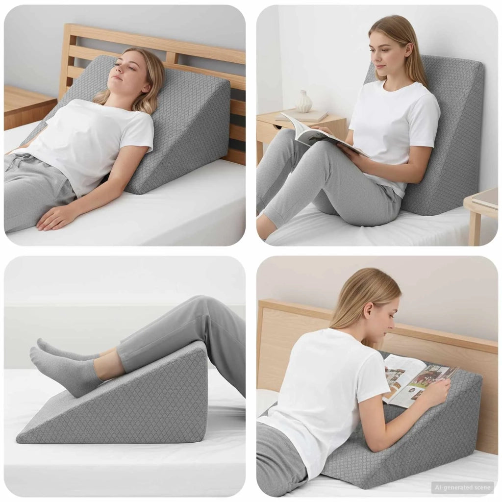 Cuscino per Gambe Grigio 60 x 50 x 30 cm Schiuma Memory