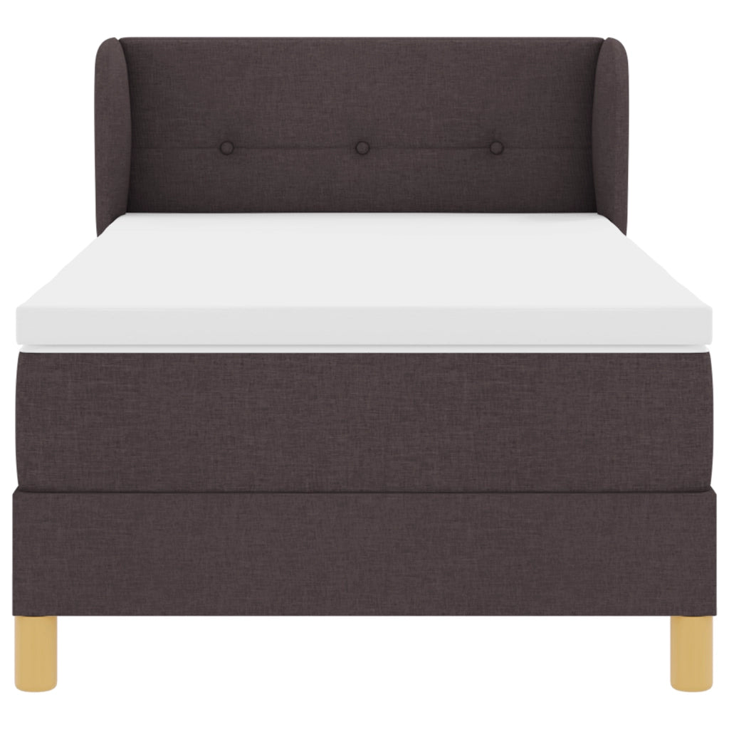 Letto Box Spring  con Materasso in Marrone Scuro, 90x190 cm, Tessuto