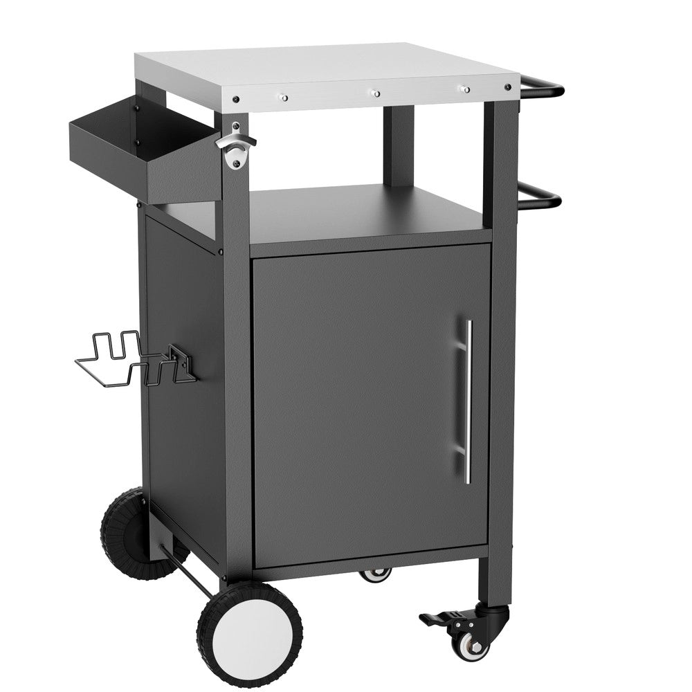Carrello da Barbecue con Ripiano e Ganci ¨C Xylo ¨C Nero