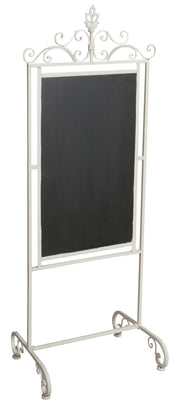 Biscottini Lavagna da terra in ferro battuto. Finitura bianco antico L52XPR40XH133 cm