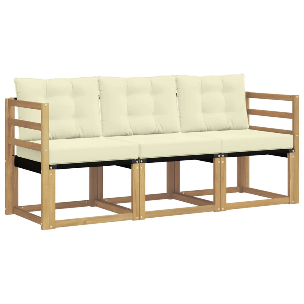 Set di divani da esterno con cuscino 3 pcs Bianco e Crema 3389152