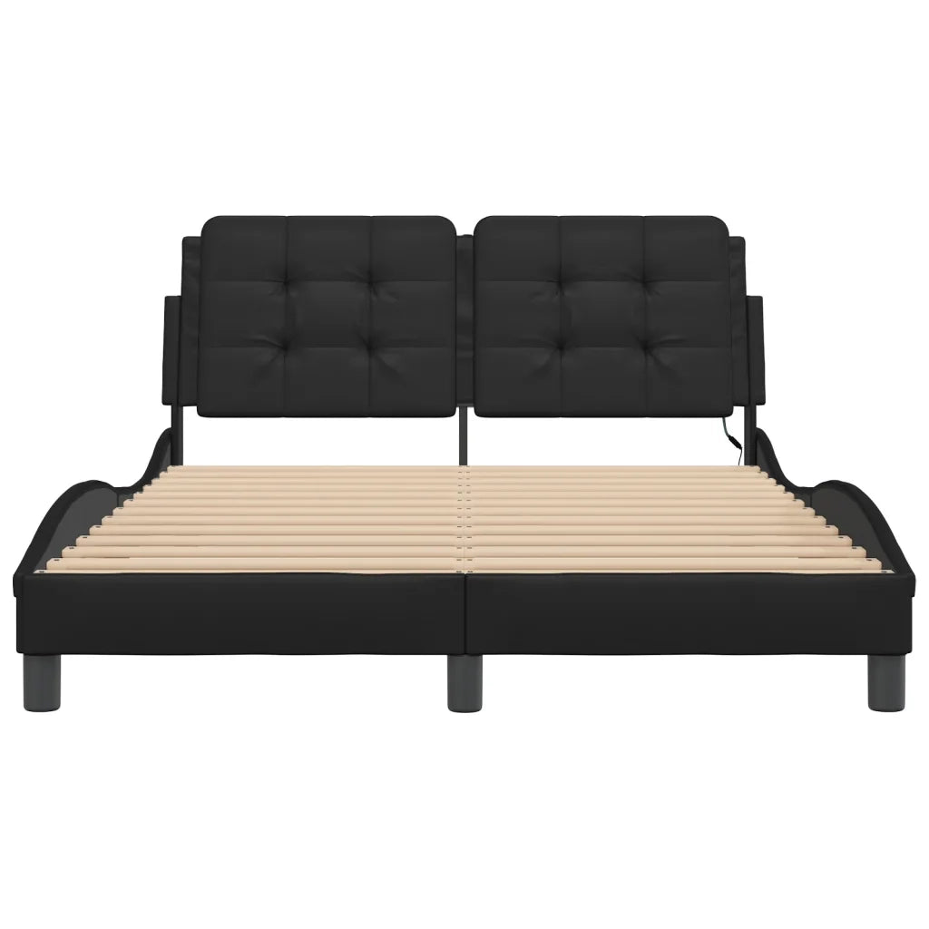 Giroletto con Luci LED Nero 140x190 cm in Similpelle