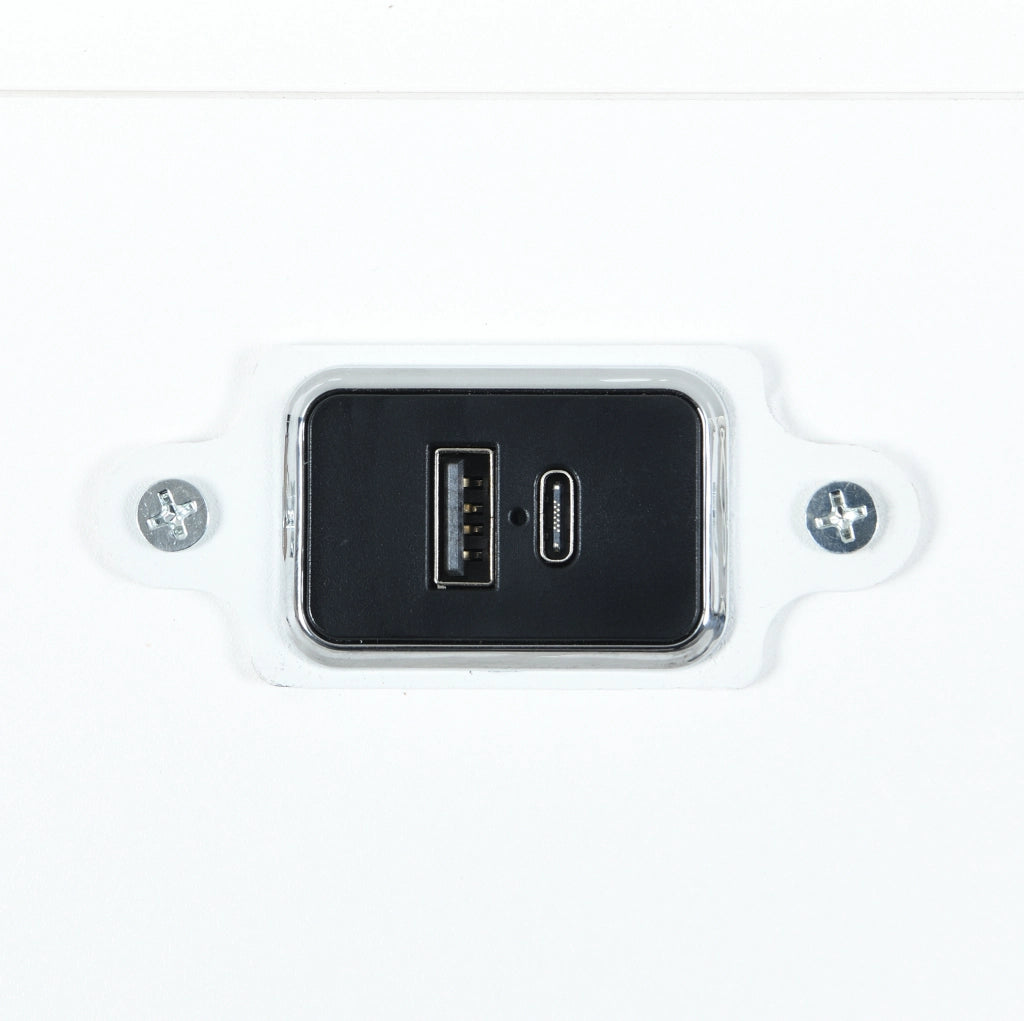 Letto matrimoniale 160x200 cm in MDF bianco con USB; Bluetooth; orologio e luci LED