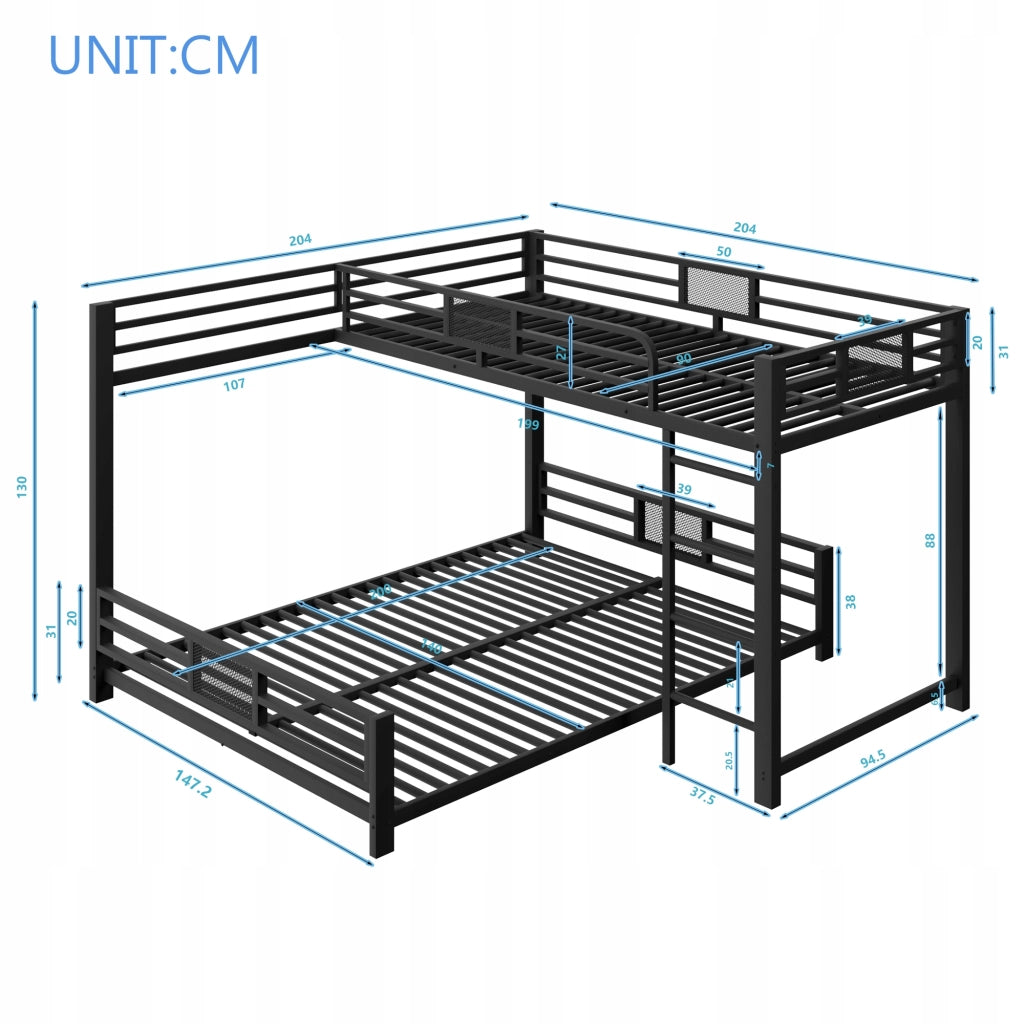 Letto a castello 90x200+140x200 - Xylo - Nero