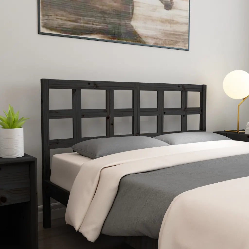 Testiera per Letto Nera 145,5x4x100cm in Legno Massello di Pino 817894