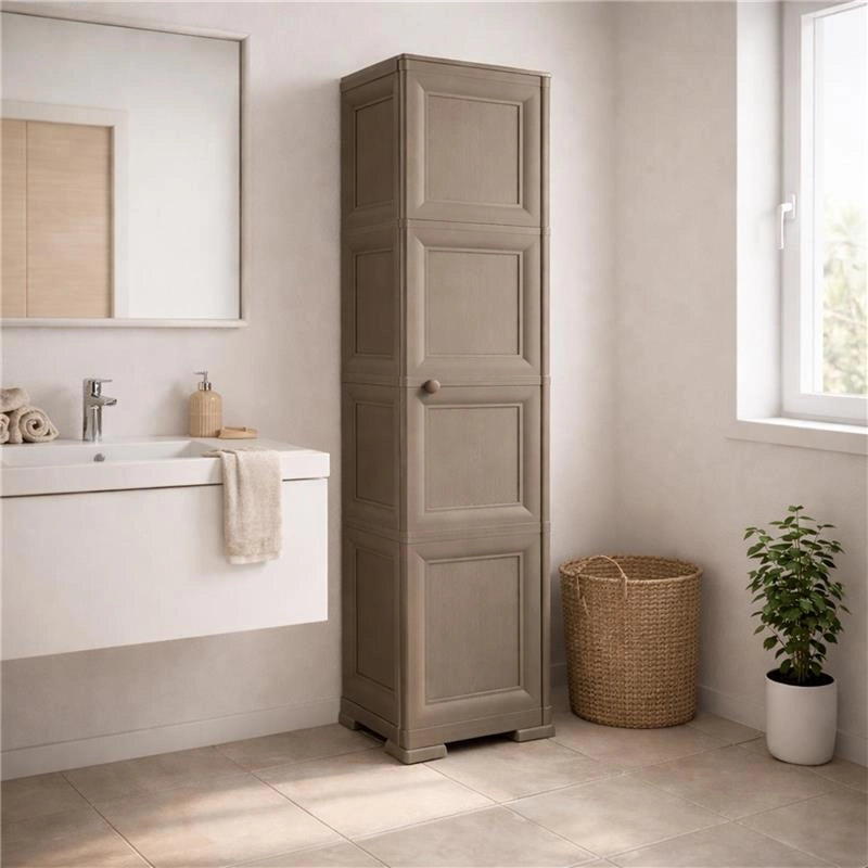ARMADIO A COLONNA CON 4 RIPIANI E 1 ANTA LISCIA TOUPE DIMENSIONI 40X43X164H CM