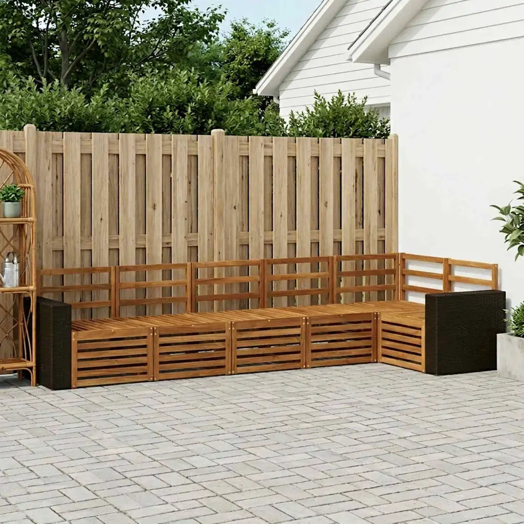 Set divano sezionale 6 pcs Naturale Legno di Acacia Massello