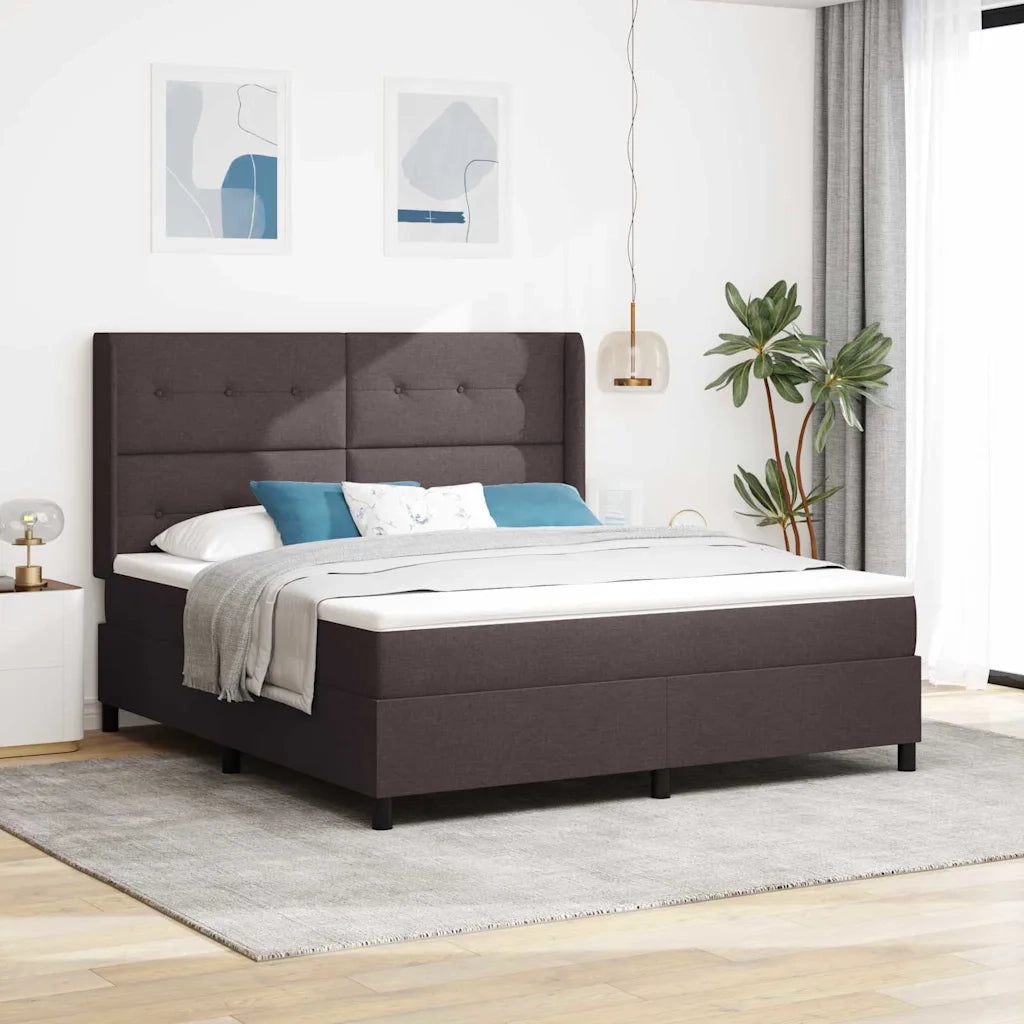 Letto a Sorgente LED Marrone Scuro 180 x 200 cm Tessuto 3343521