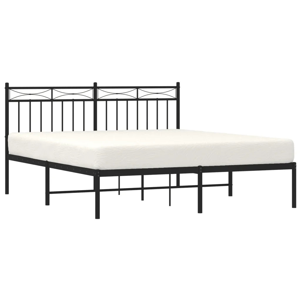 Giroletto con Testiera in Metallo Nero 160x200 cm 373694