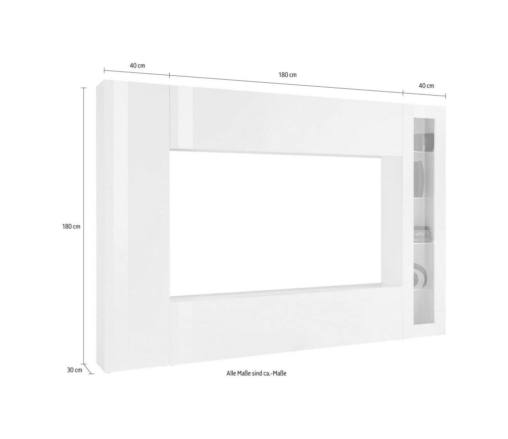 Mobile Soggiorno Alatri, Parete Attrezzata 11 Ripiani Made in Italy, 260x30x180h cm Nero Antracite