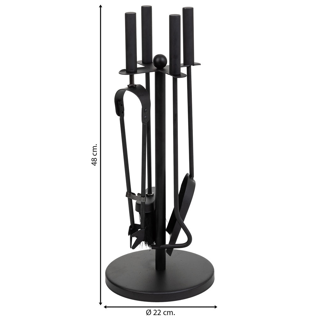 Set di 5 utensili per caminetto in metallo nero