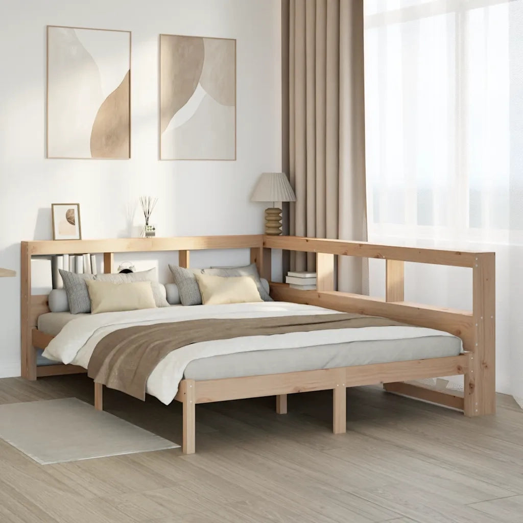 Letto Libreria senza Materasso-Struttura Letto contenitore 160x200 cm in Legno di Pino 412737