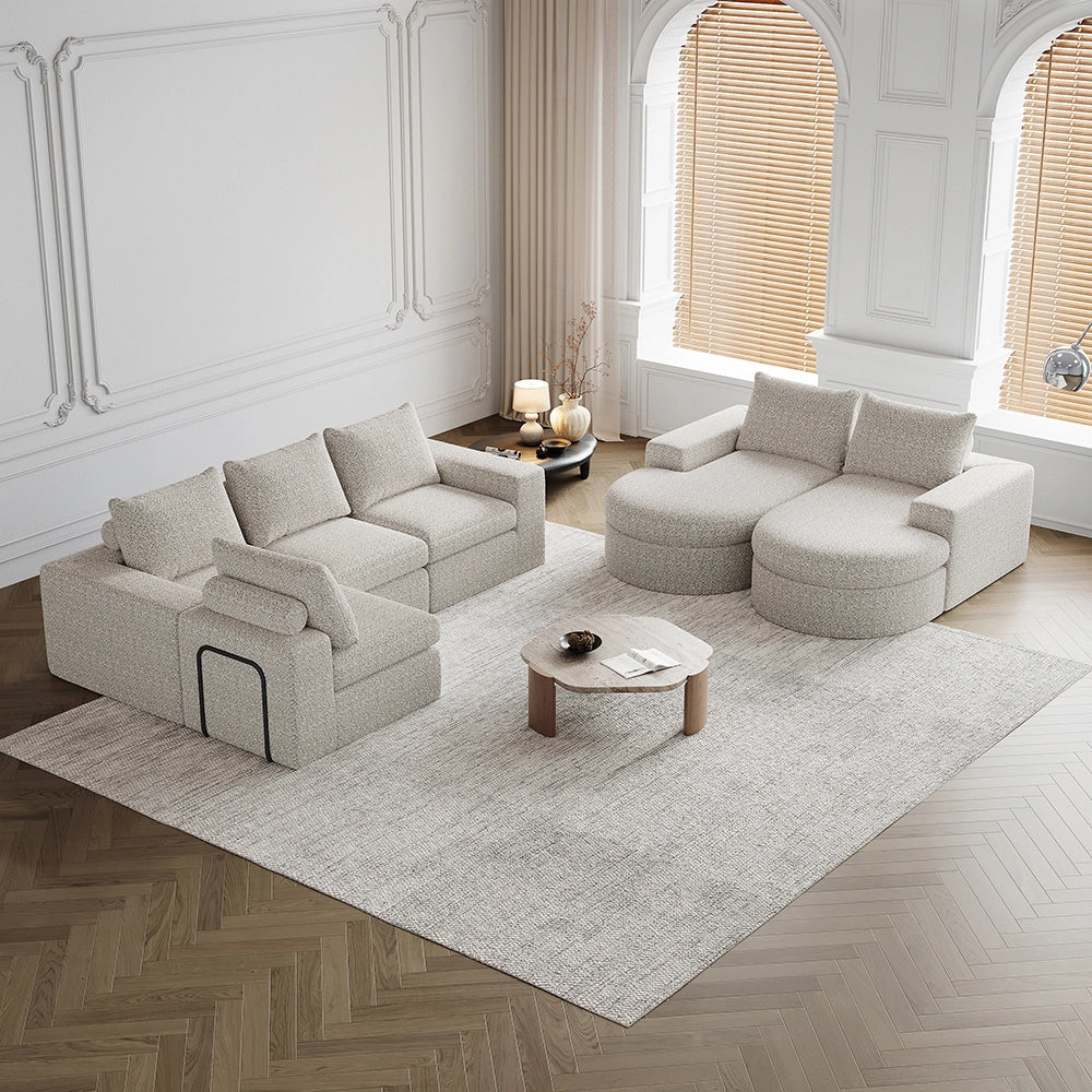 Set 2 pezzi - Xylo - divano chenille modulabile forma L senza struttura