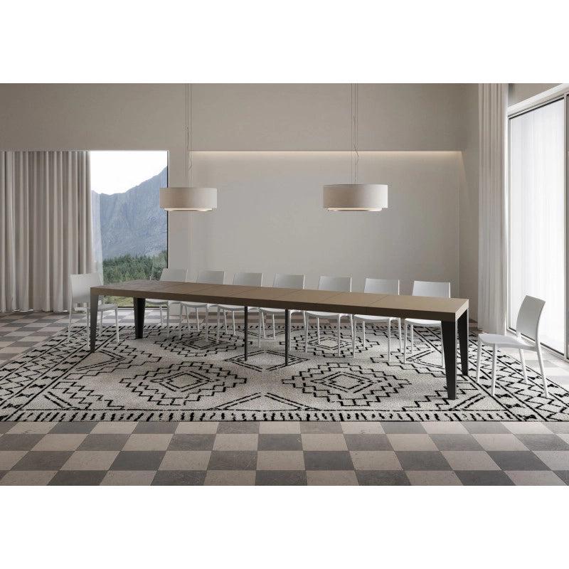 Tavolo allungabile 160/420x90 cm Flame Premium telaio Antracite - Tortora