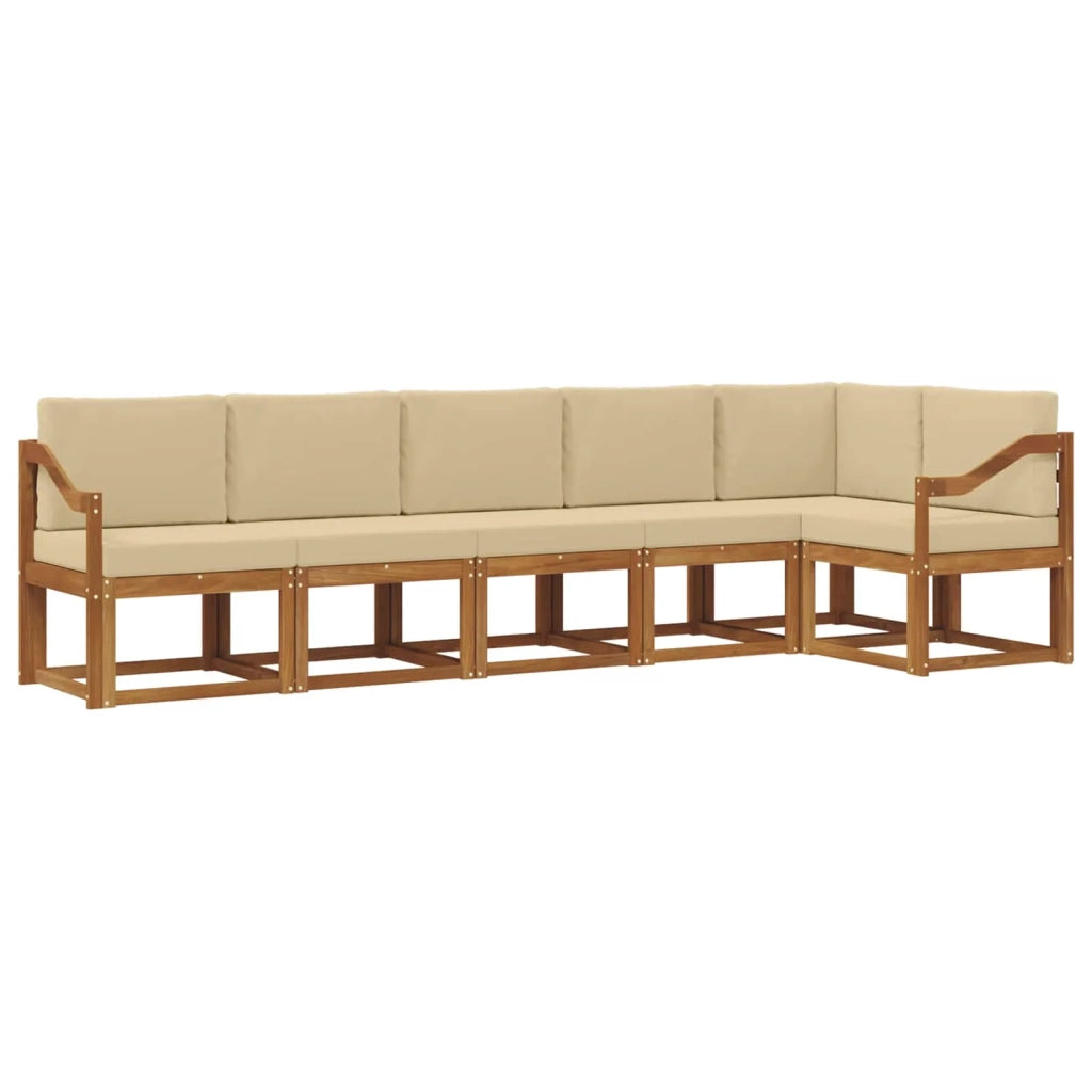 Set di divani da esterno con cuscino 6 pcs Naturale e Beige