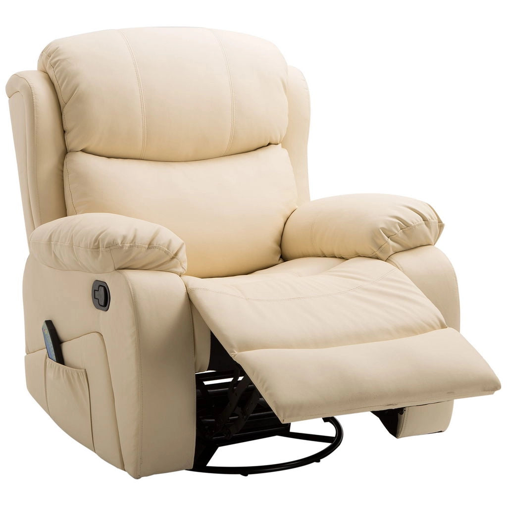 POLTRONA RELAX RECLINABILE BEIGE RISCALDANTI E POGGIAPIEDI 97X92X104 CM BEIGE