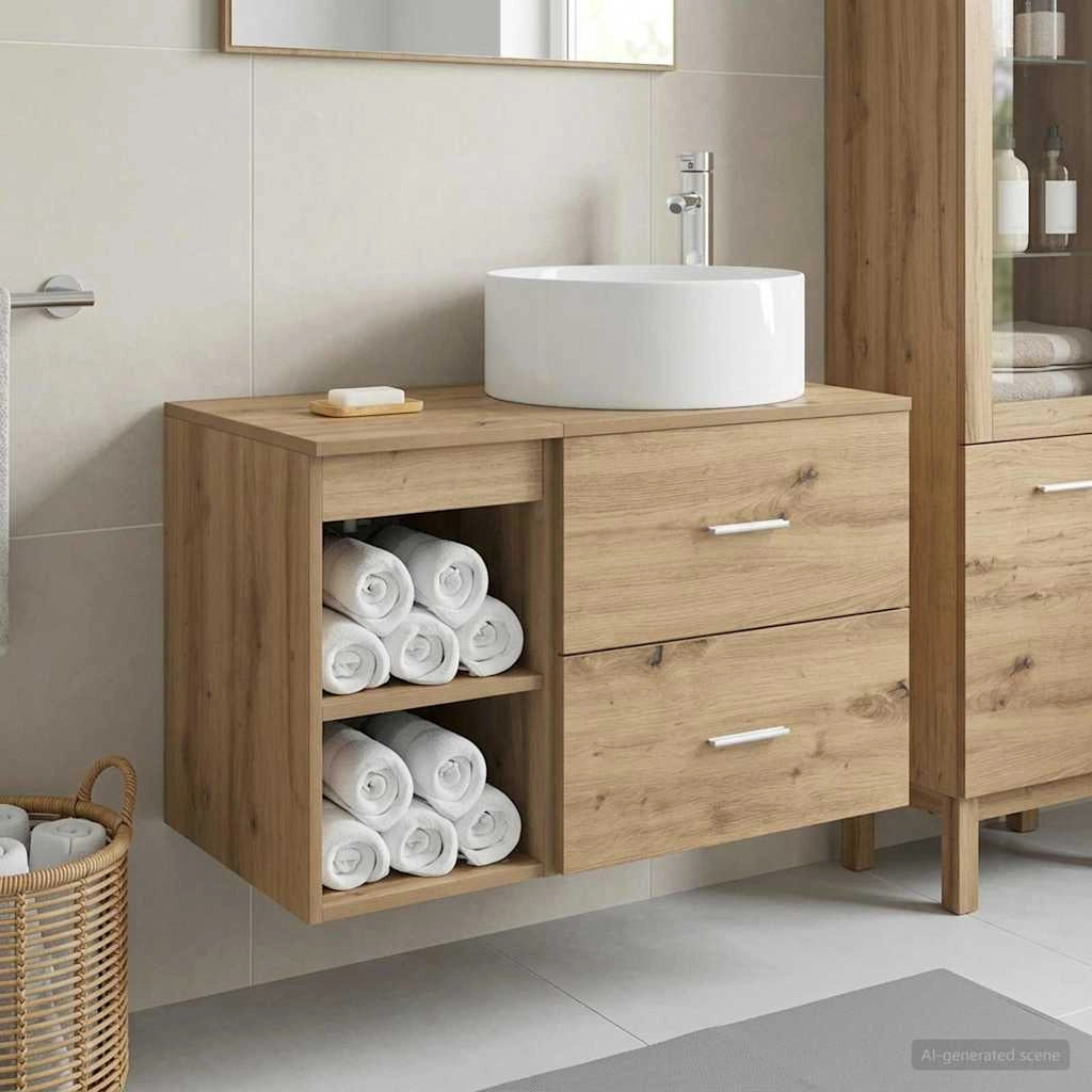 Set di mobili per il bagno 2 pz Rovere Artigianale 3403935
