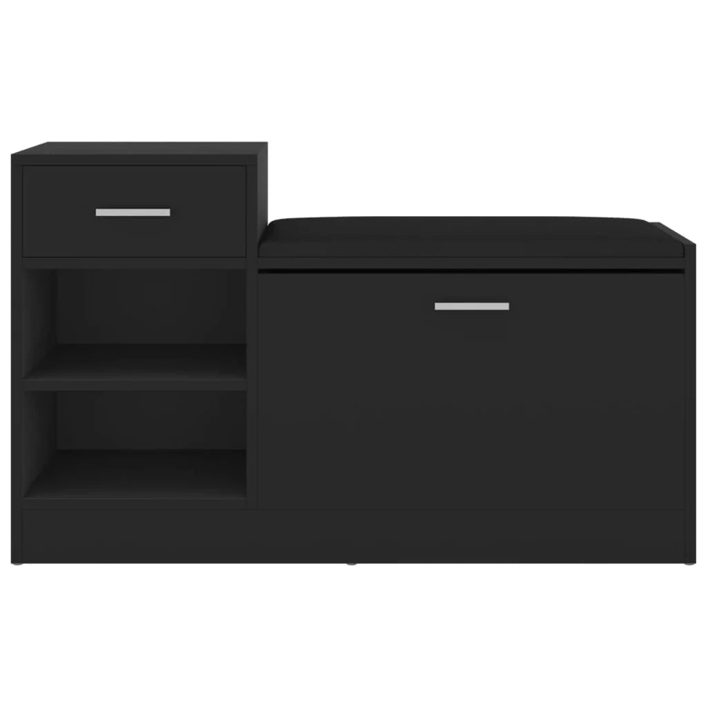Panca portascarpe/stivali cassettiera scaffale mobiletto portaoggetti per ingresso 94,5 x 31 x 57 cm truciolato nero 02_0022997
